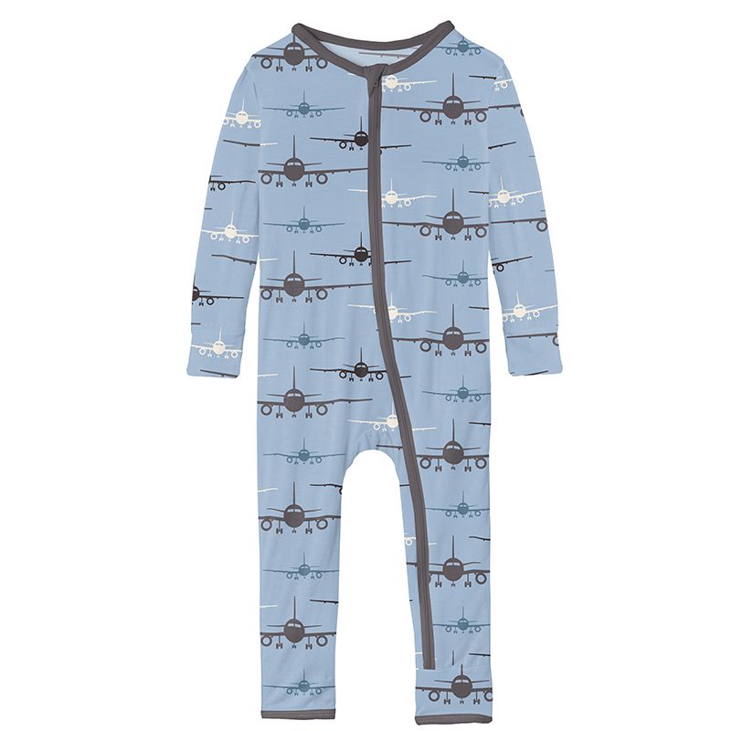 Print Coverall with Zipper Pond Airplanes
