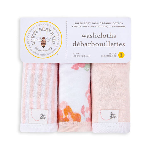 Burt's Bees Washcloths 3-Pack-Rosy Spring