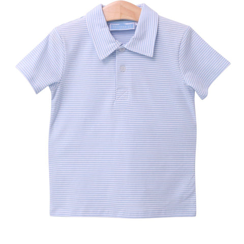 Short Sleeve Henry Polo--Light Blue Stripe