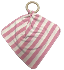 Wooden Ring Lovey Teether Pink/Natural Stripe