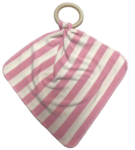 Wooden Ring Lovey Teether Pink/Natural Stripe