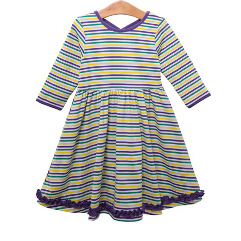 Mardi Gras Stripe Twirl Dress
