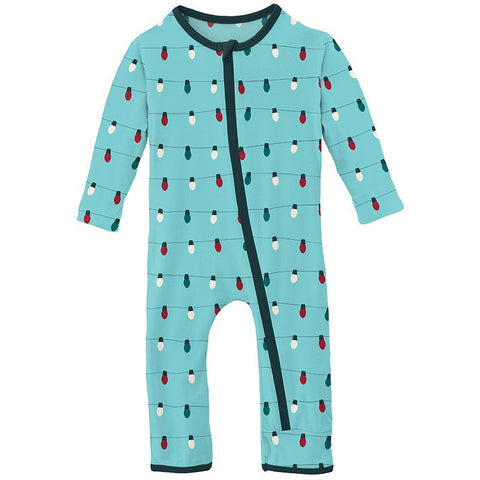 Print Coverall with Zipper Iceberg Holiday Lights