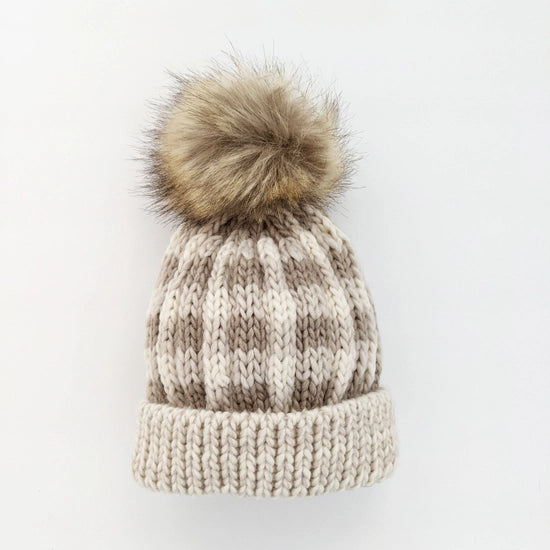 Pebble Brown Buffalo Check Knit Hat