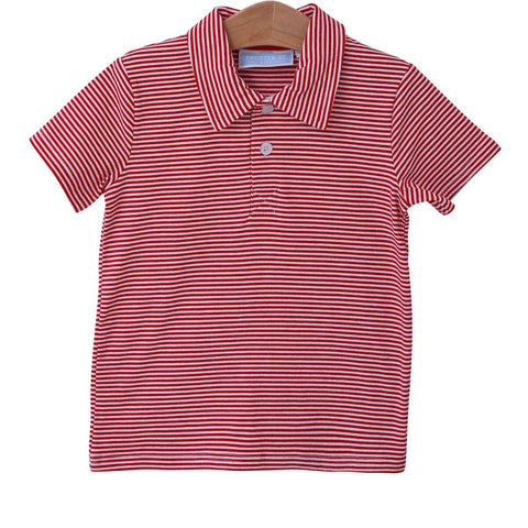 Short Sleeve Henry Polo--Red Stripe