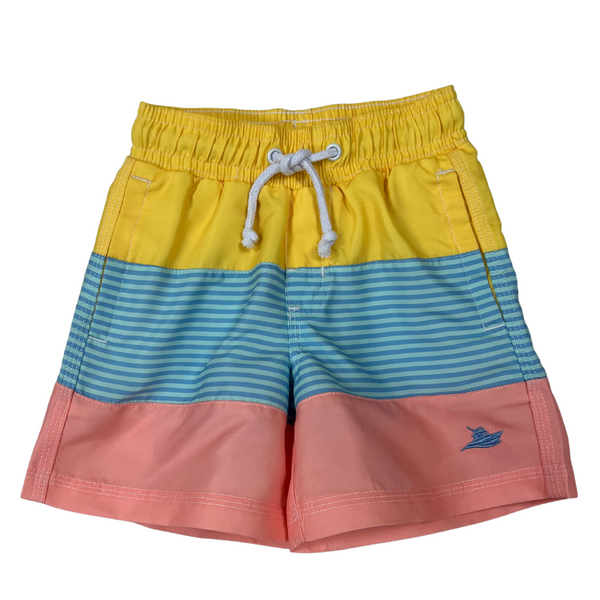 Boy's Swim Trunks-Solid Sunshine Color Block