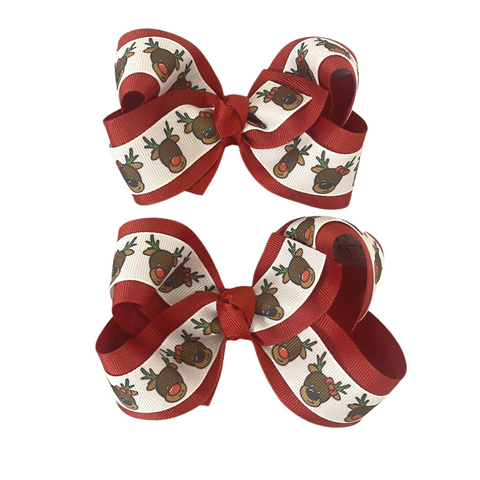 Reindeer Christmas Layered Bow
