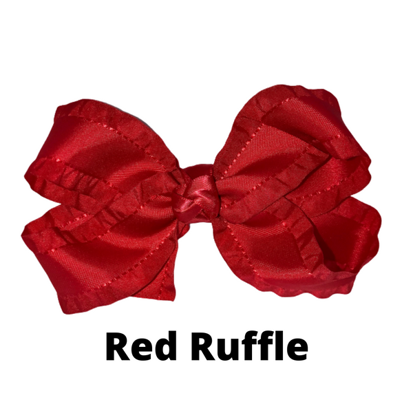 Solid Ruffle Ribbon Bow (More Colors Available)
