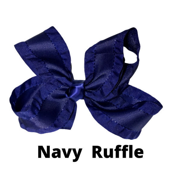 Solid Ruffle Ribbon Bow (More Colors Available)