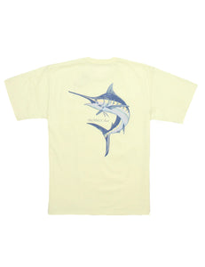 Blue Marlin Short Sleeve Tee--Light Yellow