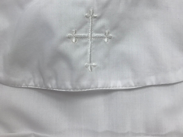 White Cross Christening Romper with Hat