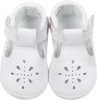 White Leather Girls T-Strap Shoe