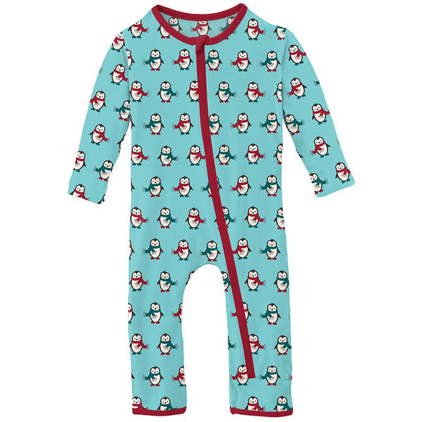 Print Coverall with Zipper Iceberg Penguins