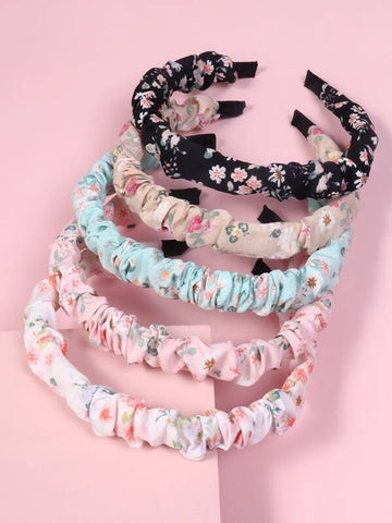 Larger Floral Print Ruched Fashion Headband