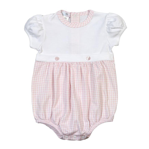 Olivia Pink Gingham Two Button Bubble
