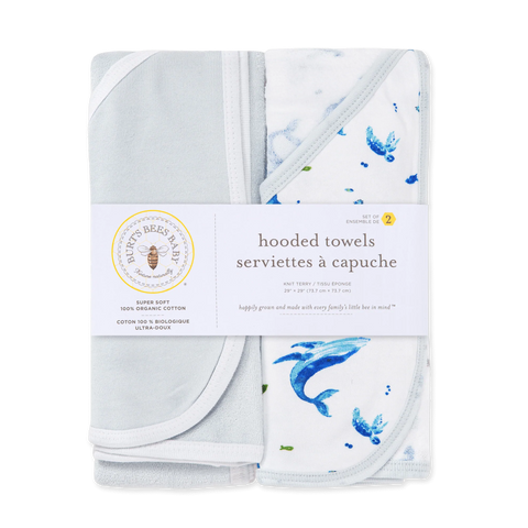 Whale of a Tale Organic Cotton Hooded Towels 2 Pack