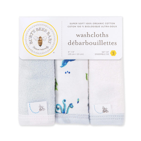 Burt's Bees Washcloths 3-Pack-Whale of a Tale